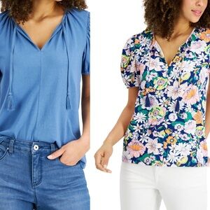 NWT Style & Co Blue Floral Two Item Bundle Size Petite Small